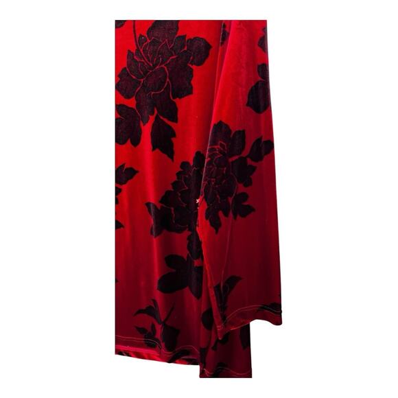 Red Black Velvet Floral Bohemian Hippie Chic Top Shirt Size 3X Newport News READ - Picture 3 of 8